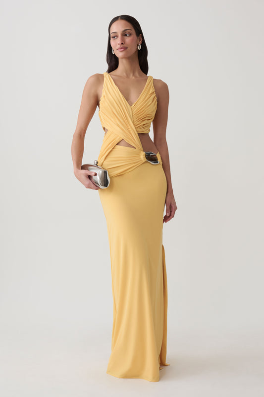 Klein Draped Jersey Gown With Hardware - Mango