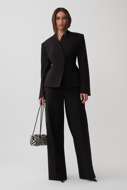 Katherine Suiting Straight Leg Pants - Black